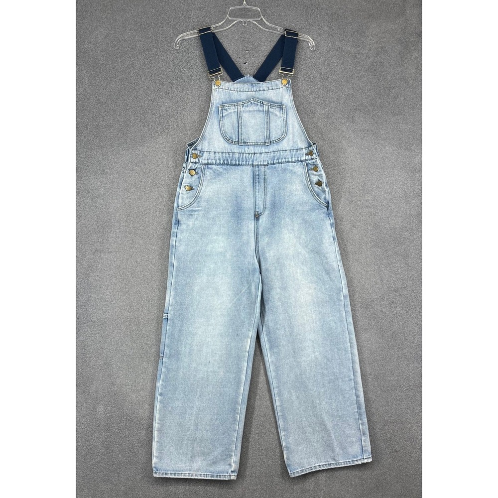 Cider Denim Overalls Women Medium Light Wash Wide Leg Carpenter Workwear Blue
